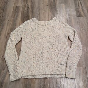 Hollister Speckled Cream Cable Knit Sweater